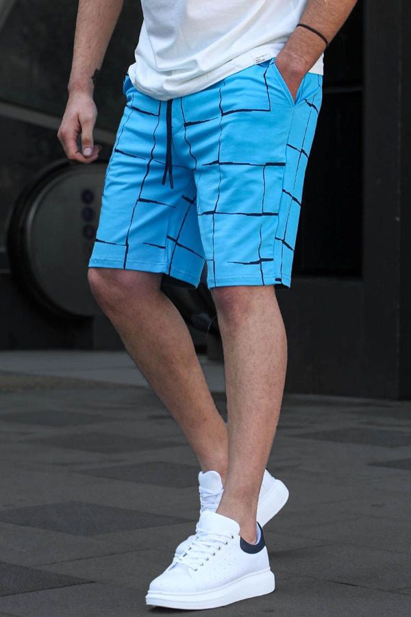 Madmext Madmext Blue Graphic Pattern Men's Shorts 5496