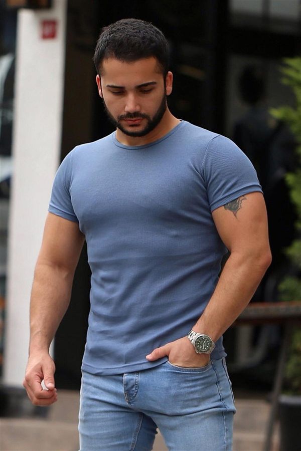 Madmext Madmext Crew Vrat Indigo Osnovna majica 4077