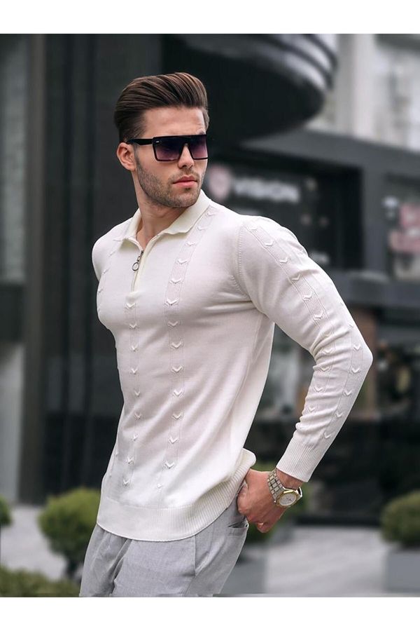 Madmext Madmext Ecru Zip Detailed Knitwear Sweater 5606