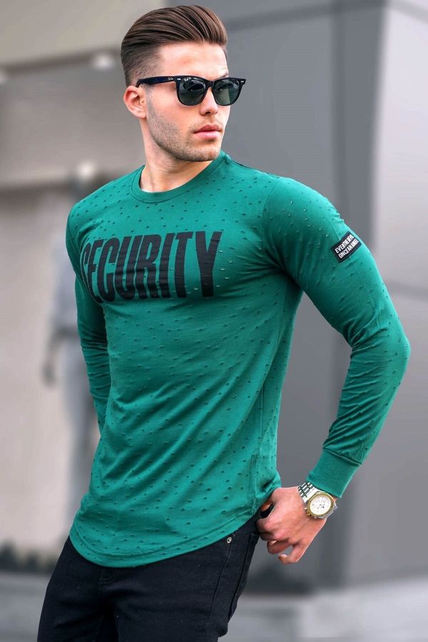 Madmext Madmext Green Ripped Detailed Printed Sweatshirt 4126