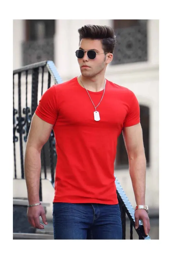 Madmext Madmext Men's Crew Neck Red T-Shirt 4552