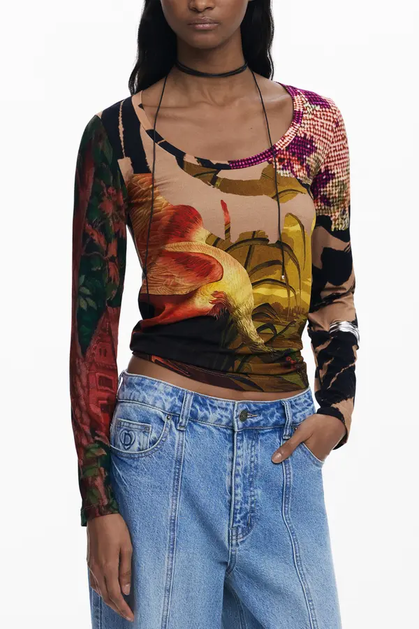 DESIGUAL Majica dugih rukava s uzorkom