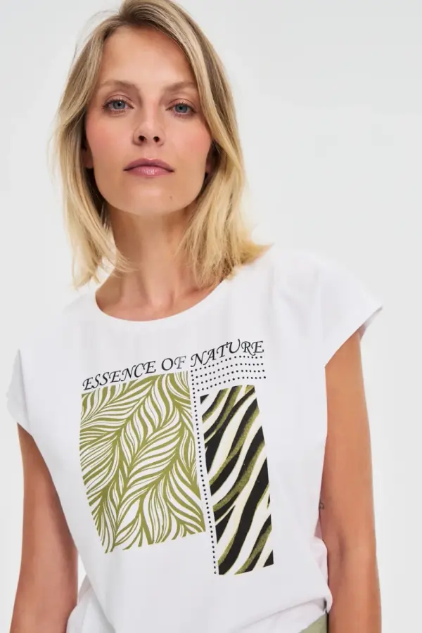 Moodo Marisse Cotton Blouse With Print, White
