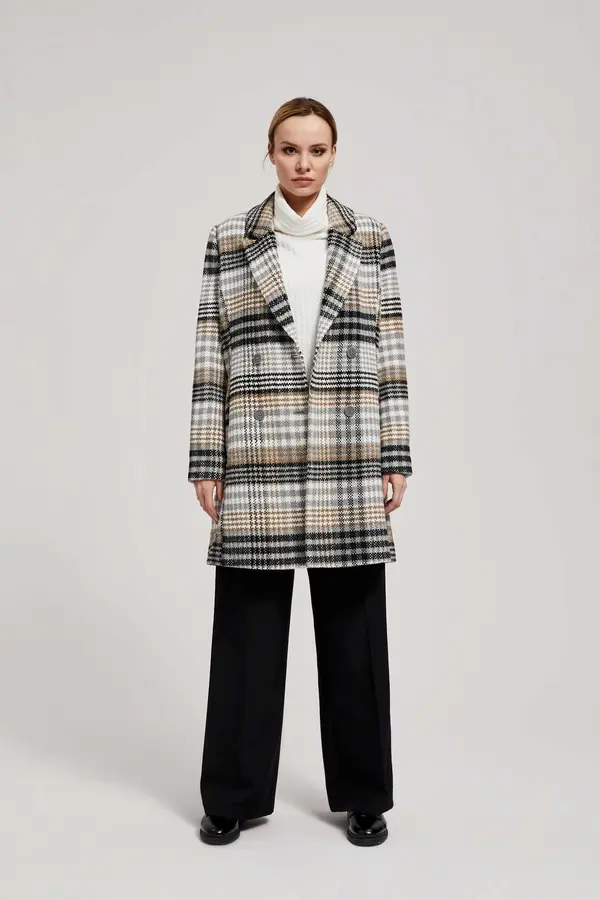 Marisse Marisse Double-Breasted Check Coat