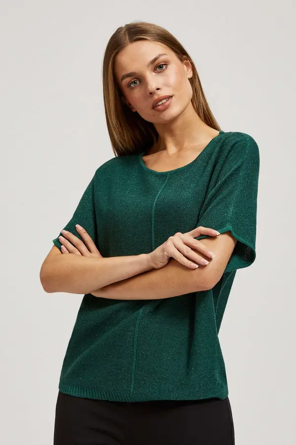 Marisse Marisse Emerald Oversized Sweater With Metallic Thread