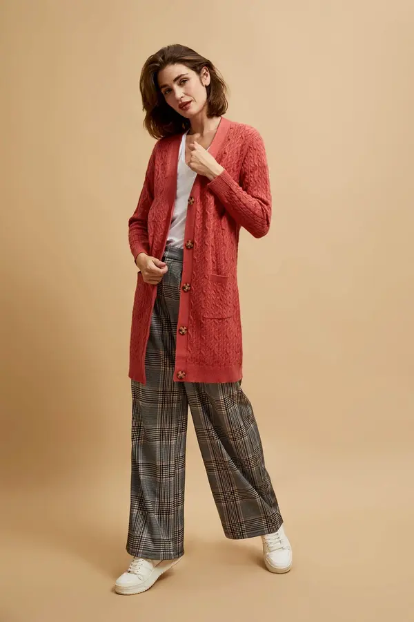 Marisse Marisse Long Raspberry Cardigan