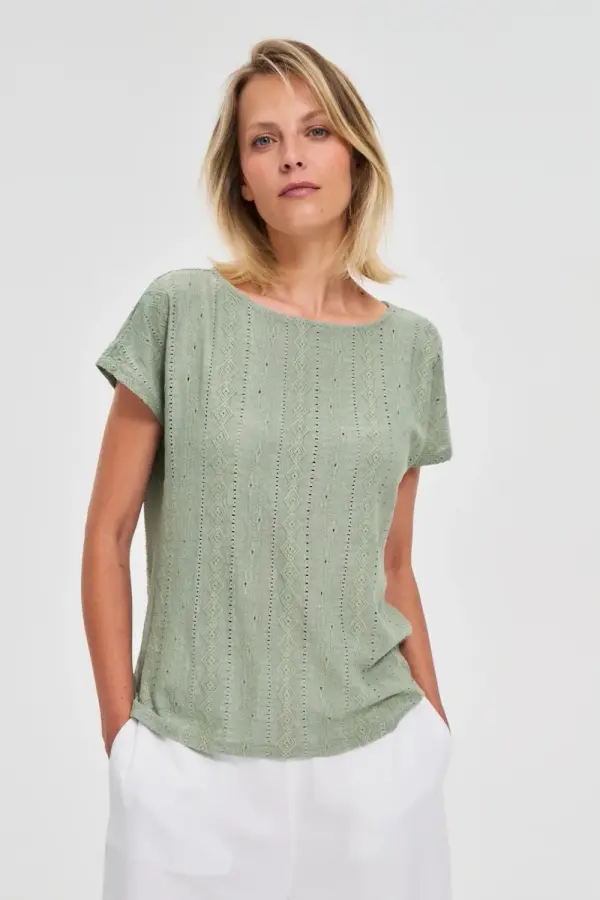 Marisse Marisse Olive Short-Sleeved Blouse