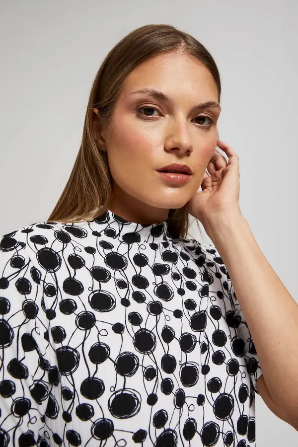 Marisse Marisse Patterned Blouse With A Turtleneck, Pearl