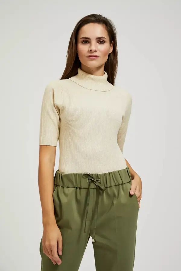 Marisse Marisse Turtleneck Sweater Decorated With Pearl Metallic Thread
