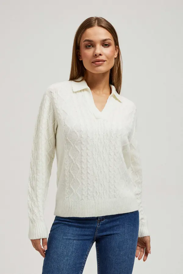 Marisse Marisse V-Neck Sweater With Collar