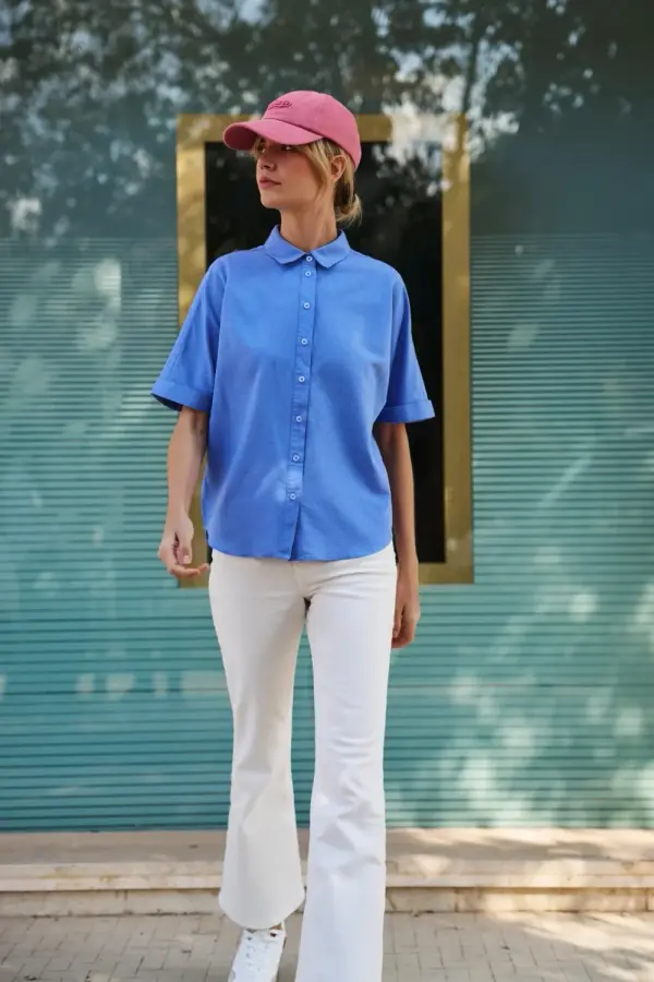 Marisse Marisse Women's Shirt L-Ko-4643 L.Blue Mel