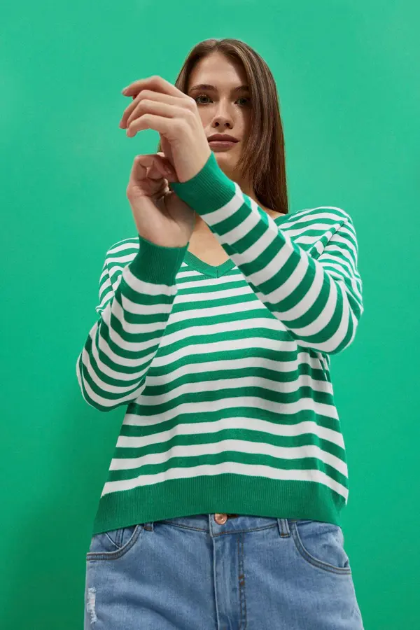 Marisse Marisse Women's Sweater L-Sw-4004 Off White_Green