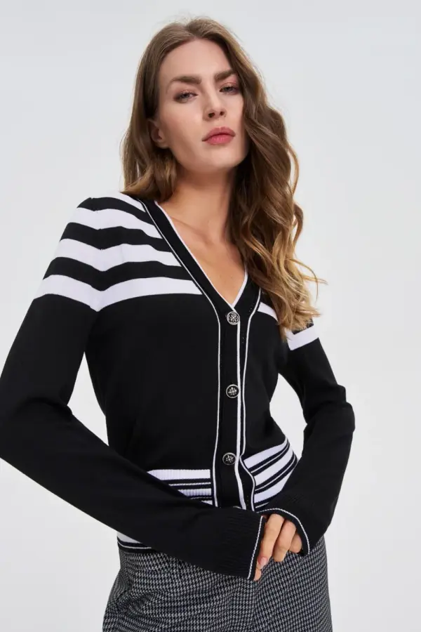 Marisse Marisse WOMEN'S SWEATER Z-SW-4842 WHITE_BLACK