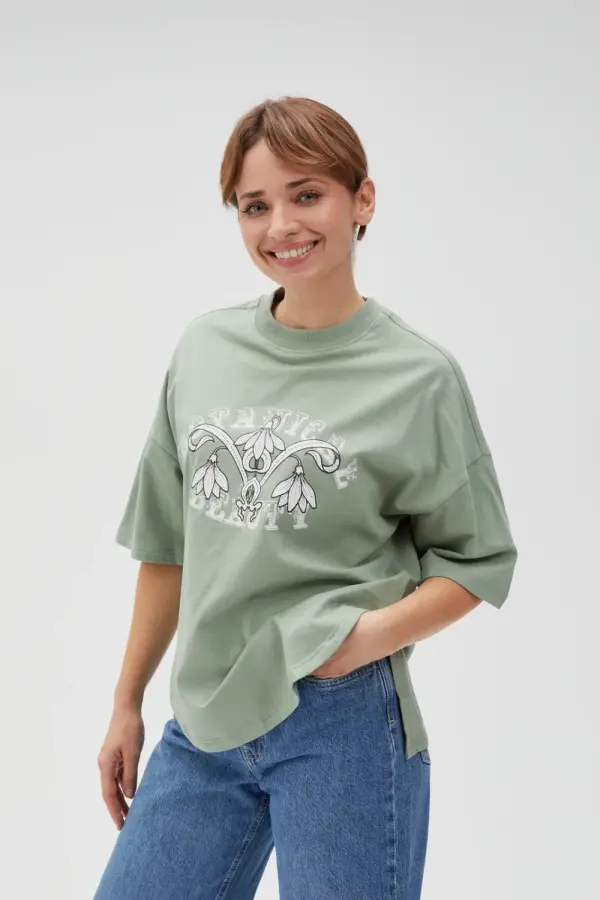 Marisse Marisse Women's Sweatshirt L-Bl-4616 Olive