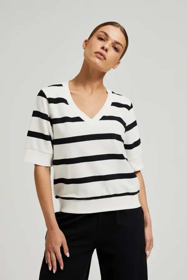 Marisse Marisse Women's Sweatshirt Z-Bl-4510 Black_Off White