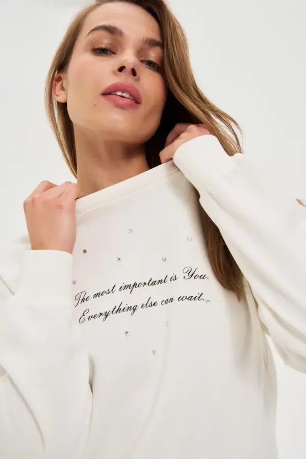 Marisse Marisse WOMEN'S SWEATSHIRT Z-BL-4805 OFF WHITE