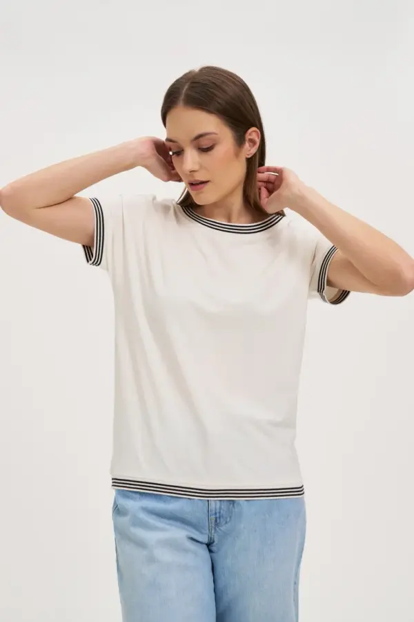 Marisse Marisse Women's T-Shirt L-Ts-4637 Off White