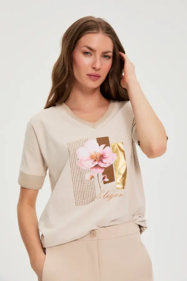 Marisse Marisse WOMEN'S TSHIRT L-TS-4912 L.BEIGE