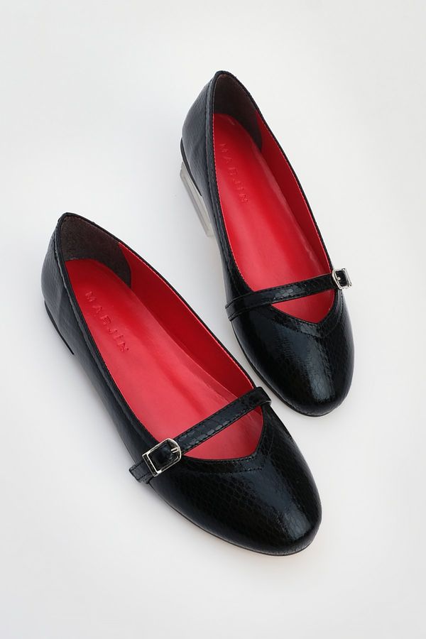 Marjin Marjin Women's Banded Ballet Flats Tariz Black Snake