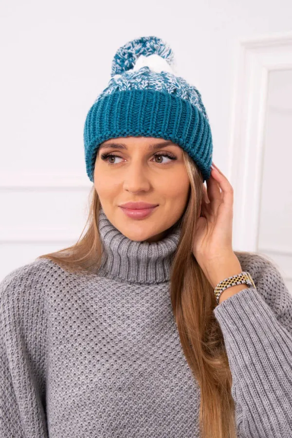 Kesi marka niezdefiniowana Cap with a pompom Abigail K326 powdered pink+ecru