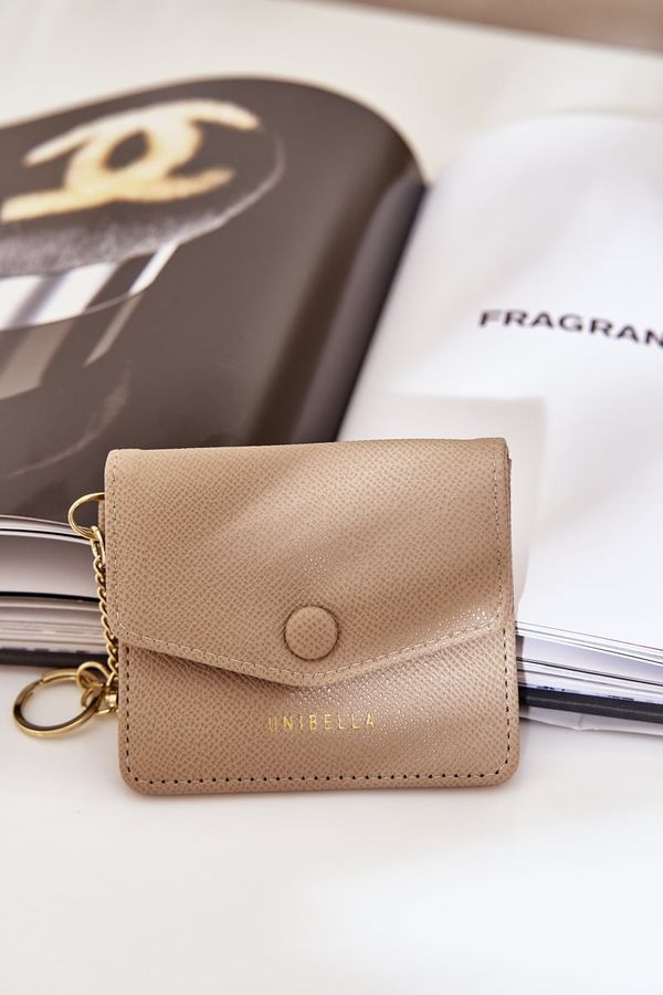 marka niezdefiniowana marka niezdefiniowana Card Holder With Gold Keychain Eco Leather Beige Iritinme