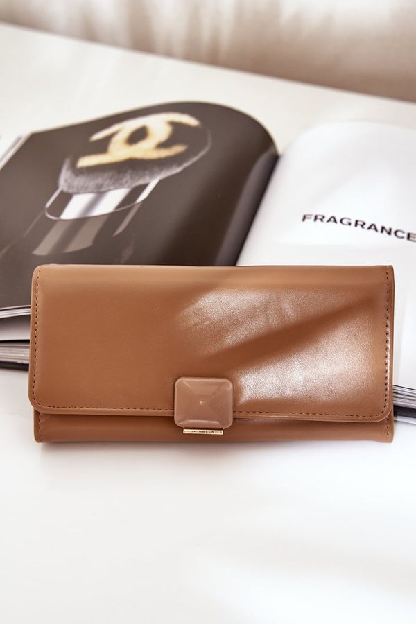 marka niezdefiniowana marka niezdefiniowana Eco Leather Smooth Women's Wallet Dark Beige Erolia