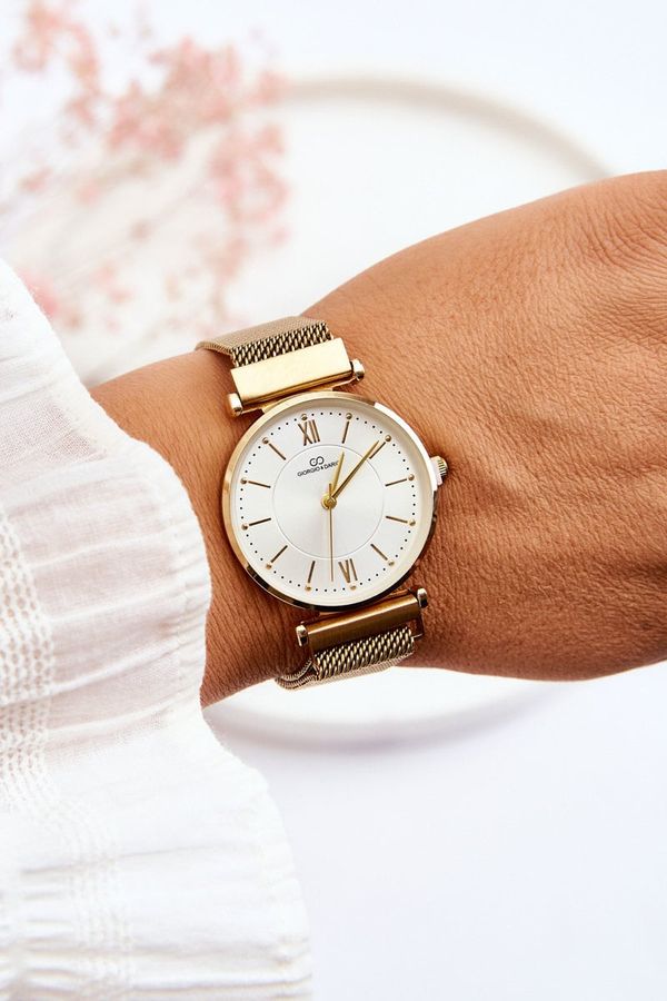 marka niezdefiniowana marka niezdefiniowana Giorgio&Dario Mesh Bracelet Analog Watch Gold-White