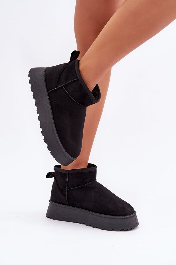 marka niezdefiniowana marka niezdefiniowana Snow boots on a platform made of eco suede black Vlivana