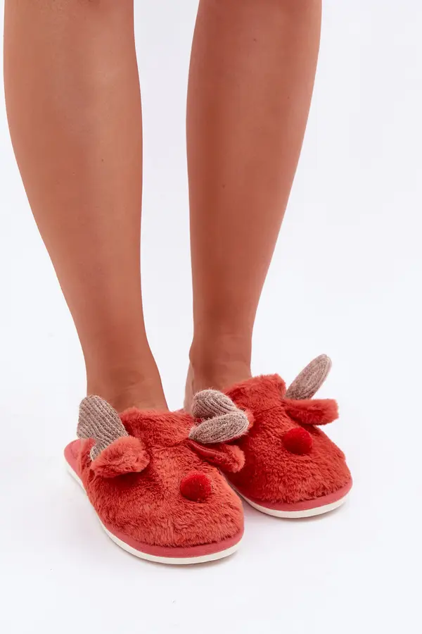 Boto marka niezdefiniowana Women’s Fleece Slippers With Reindeer Motif Coral Sennalith