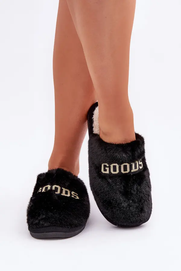 Boto marka niezdefiniowana Women's Slippers With Fur And Print Black Kalelia