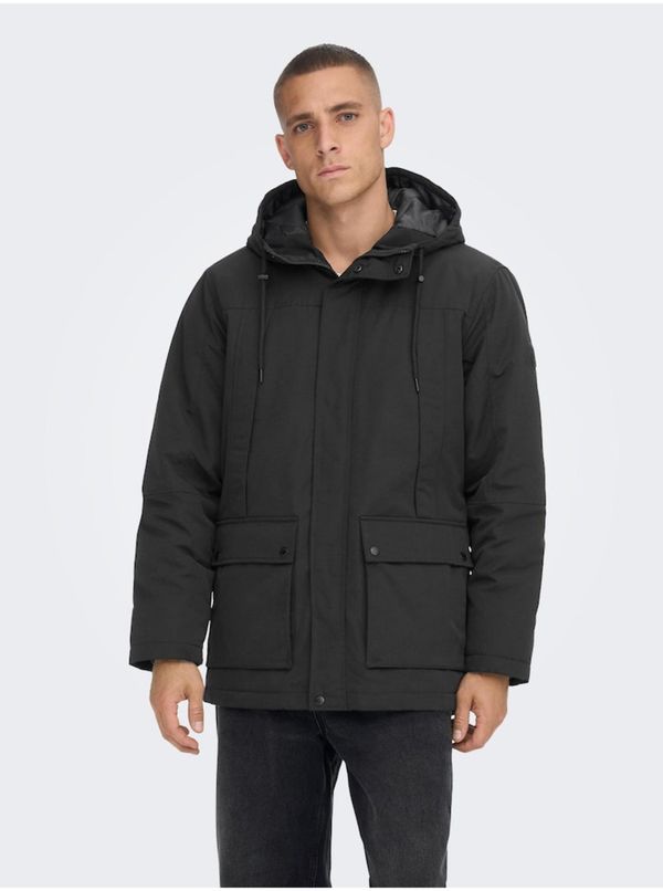 Only Men's Black Winter Jacket ONLY & SONS Jayden - Men