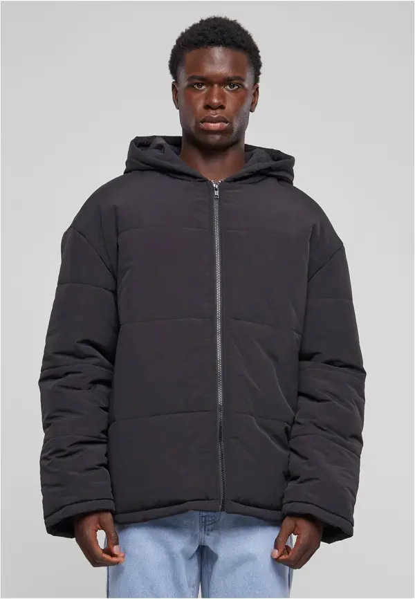 Urban Classics Men's Block Puffer Hooded Jacket Black
