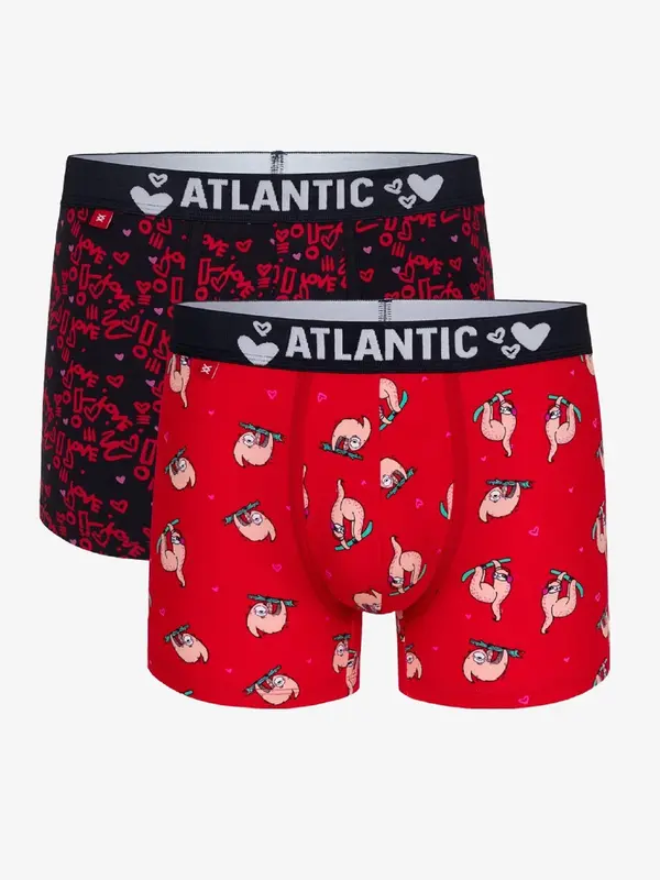 Atlantic Men's Boxer Shorts ATLANTIC 2Pack - Red/Dark Blue