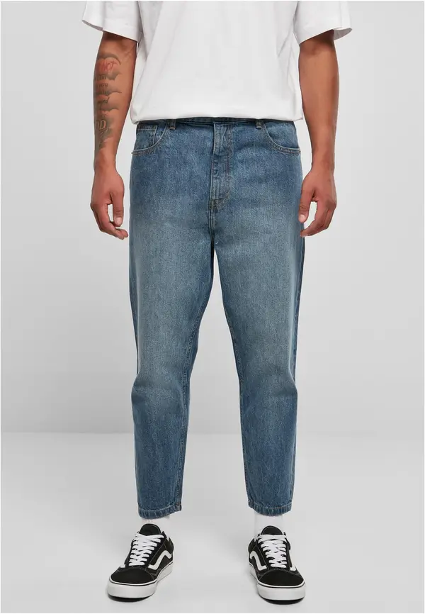 Urban Classics Men's Cropped Tapered Jeans Blue