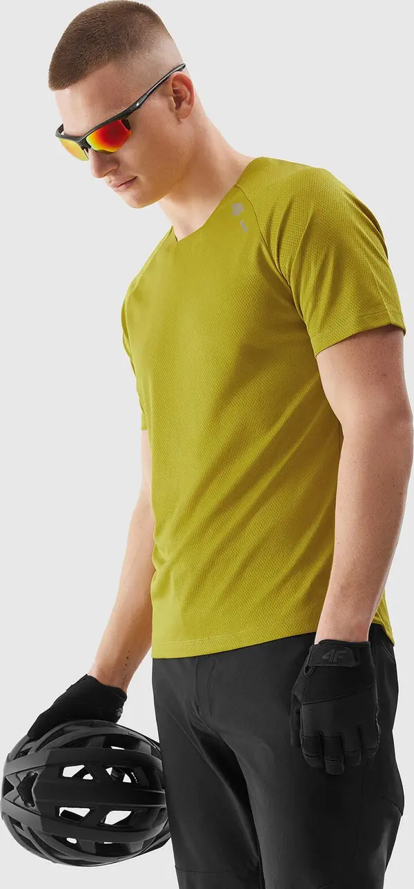 4F Men's Cycling Quick-Drying T-Shirt 4F - Yellow