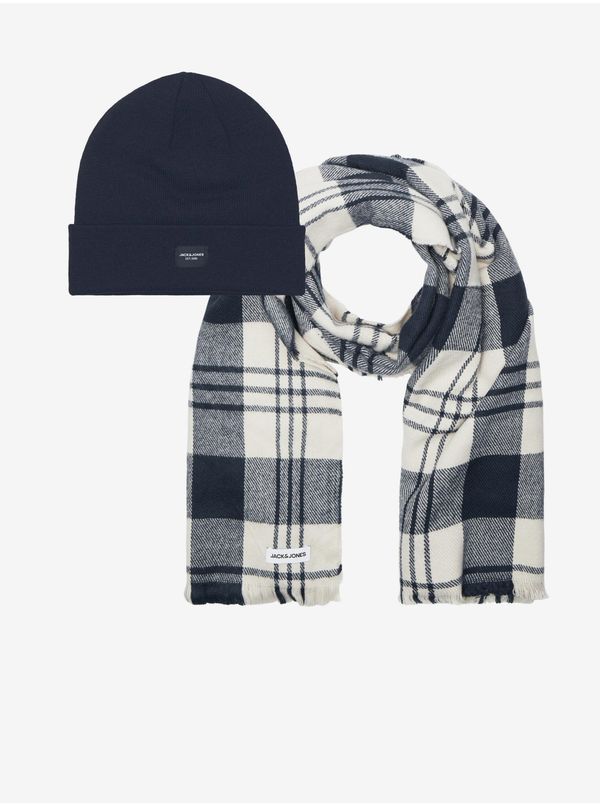 Jack & Jones Men's hat and scarf set in navy blue Jack & Jones Frost - Men's