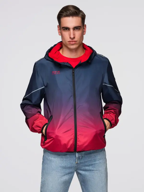 Ombre Men's ombre sports jacket with reflectors and fleece lining