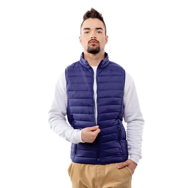 Glano Men's quilted vest GLANO - dark blue