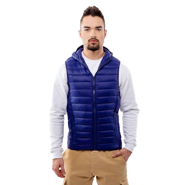 Glano Men's Quilted Vest with Hood GLANO - navy