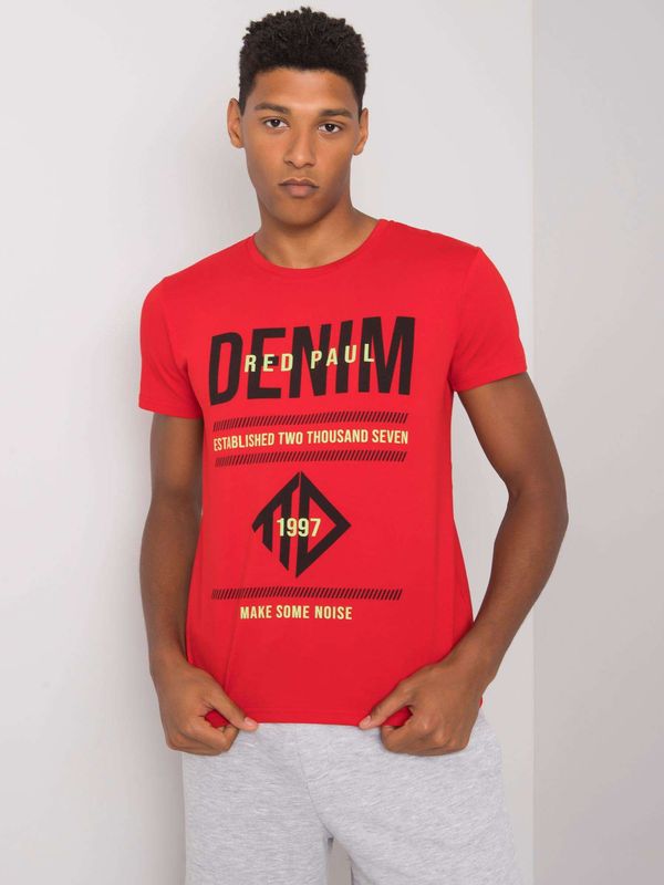 Fashionhunters Men's red cotton T-shirt with print