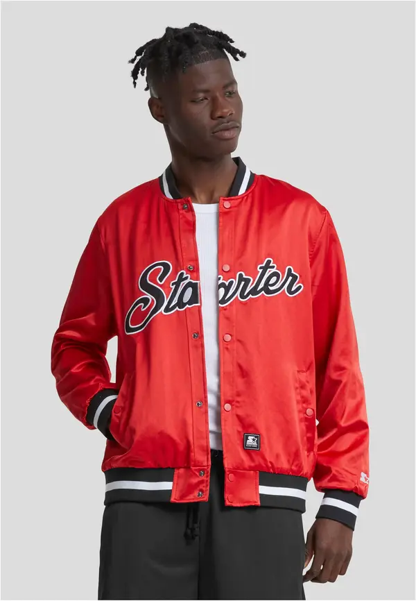 Starter Black Label Men's Starter Jacket Satin College Red