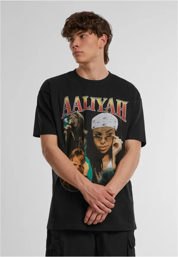 Merchcode Men's T-shirt Aaliyah Retro Oversize black
