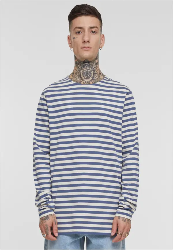 Urban Classics Men's T-shirt Regular Stripe LS - white/blue