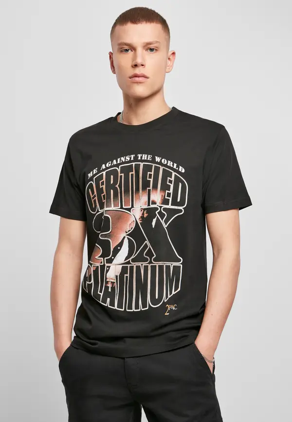 Merchcode Men's T-shirt Tupac Me Against the World Platinium black