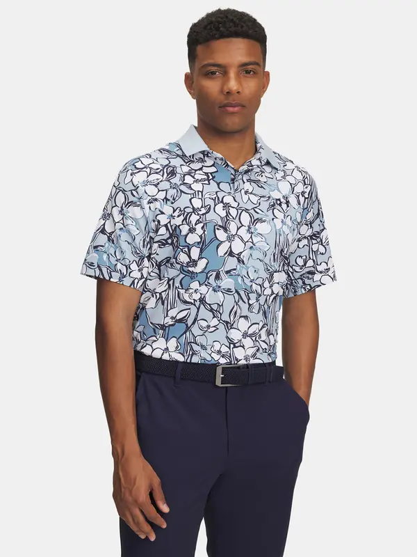 Under Armour Men's Under Armour UA Drive Chill Printed Polo-BLU T-Shirt - Men's