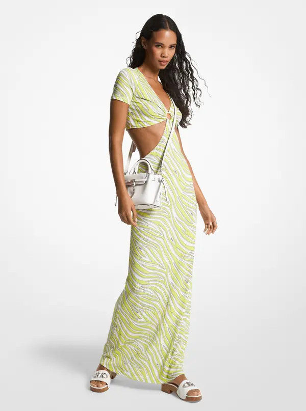 Michael Kors Michael Kors Dress - ZEBRA O-RING MAXI DRESS green