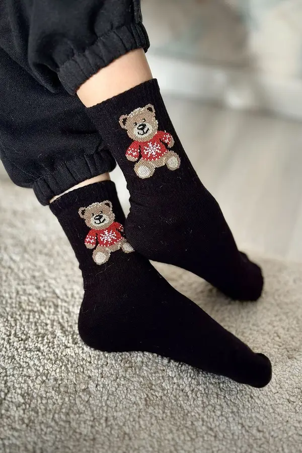 Milena Milena Children's Youth Socks Bear In Sweater Black