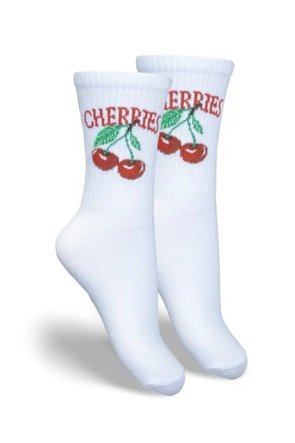 Milena Milena Children's Youth Socks CHERRIES White
