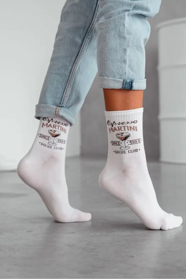 Milena Milena Cotton Women's Socks Espresso White MARTINI