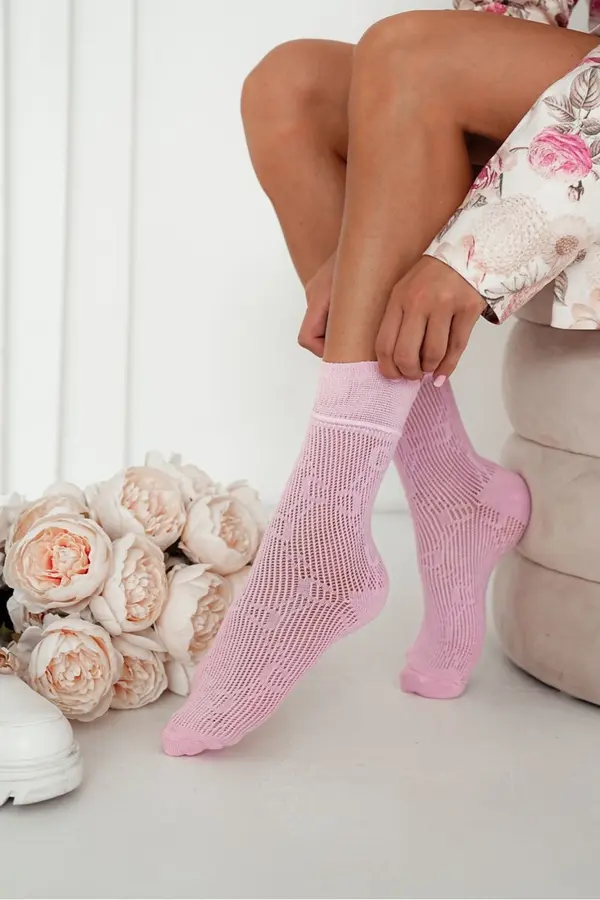Milena Milena Ladies Cotton Socks With Lace White